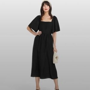 Open Tie Back Flutter Sleeve MIDI Dress